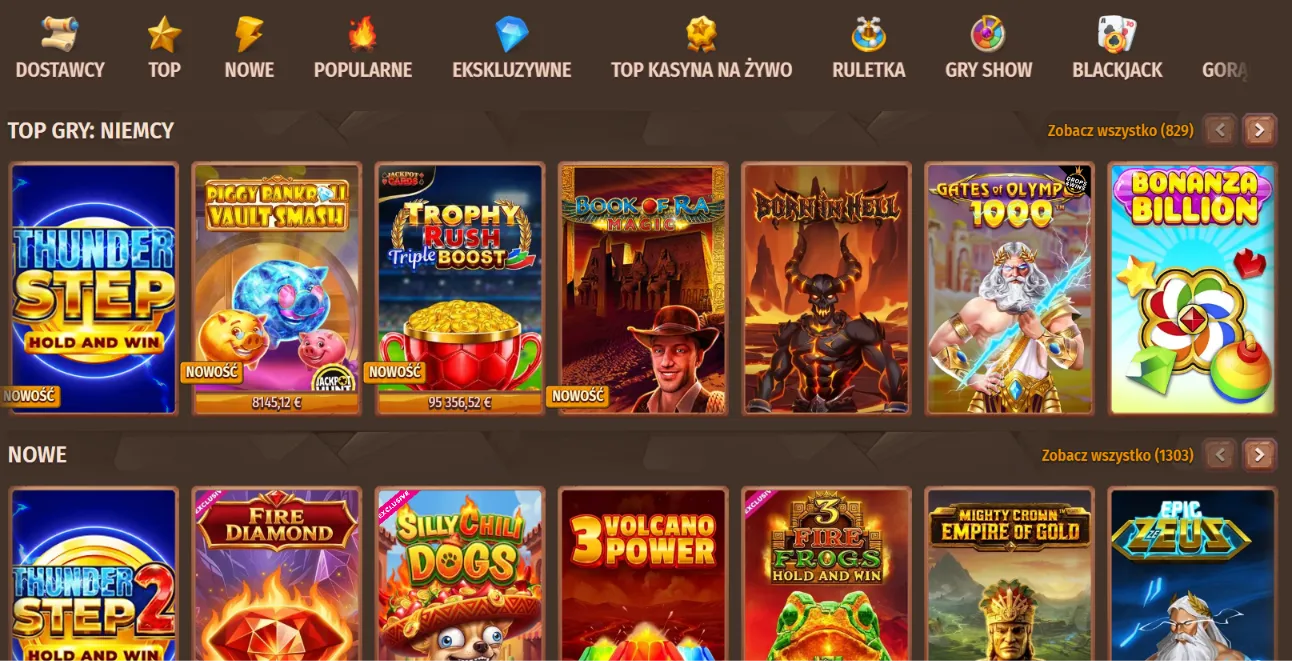 Katalog gier i slotów online w Stone Vegas